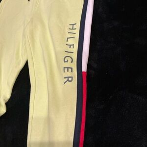 Tommy Hilfiger Kids Yellow Joggers with Red, White and Blue Stripe Size Large